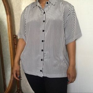Black and White Boxy Button Down Blouse
